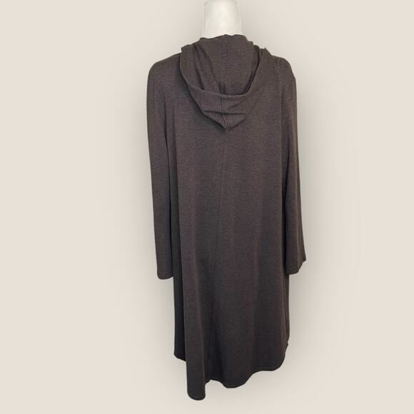 Bryn Walker Morgen Open Front Longline Hoodie Cardigan in Brown S - Picture 5 of 12